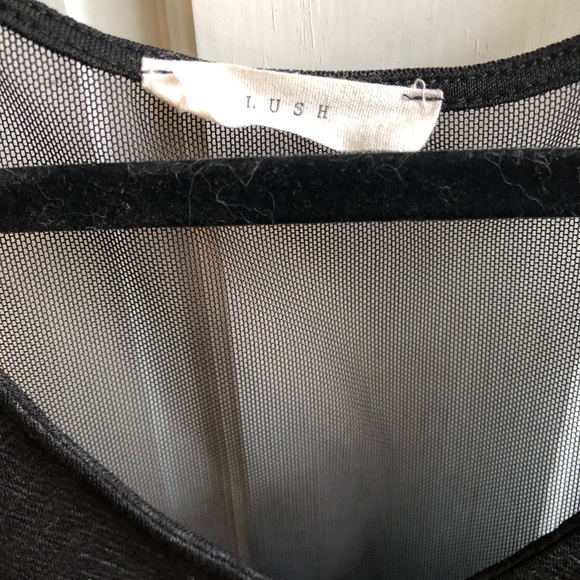 Lush Black Short Cocktail Dress Sheer Top One Size - Picture 3 of 4